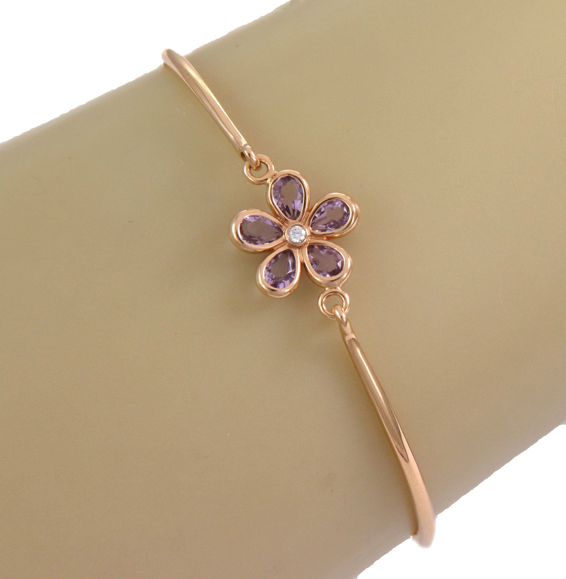 Tiffany & Co. Amethyst-Diamant-Gartenblumen-Armreif aus 18k Roségold mitHaken