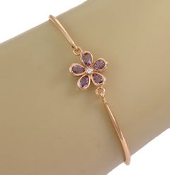 Tiffany & Co. Amethyst Diamond Garden Flower 18k Rose Gold Hook Bangle