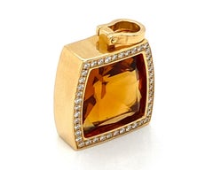 Cartier La Dona Diamond & Citrine 18k Yellow Gold Pendant w / Certificate