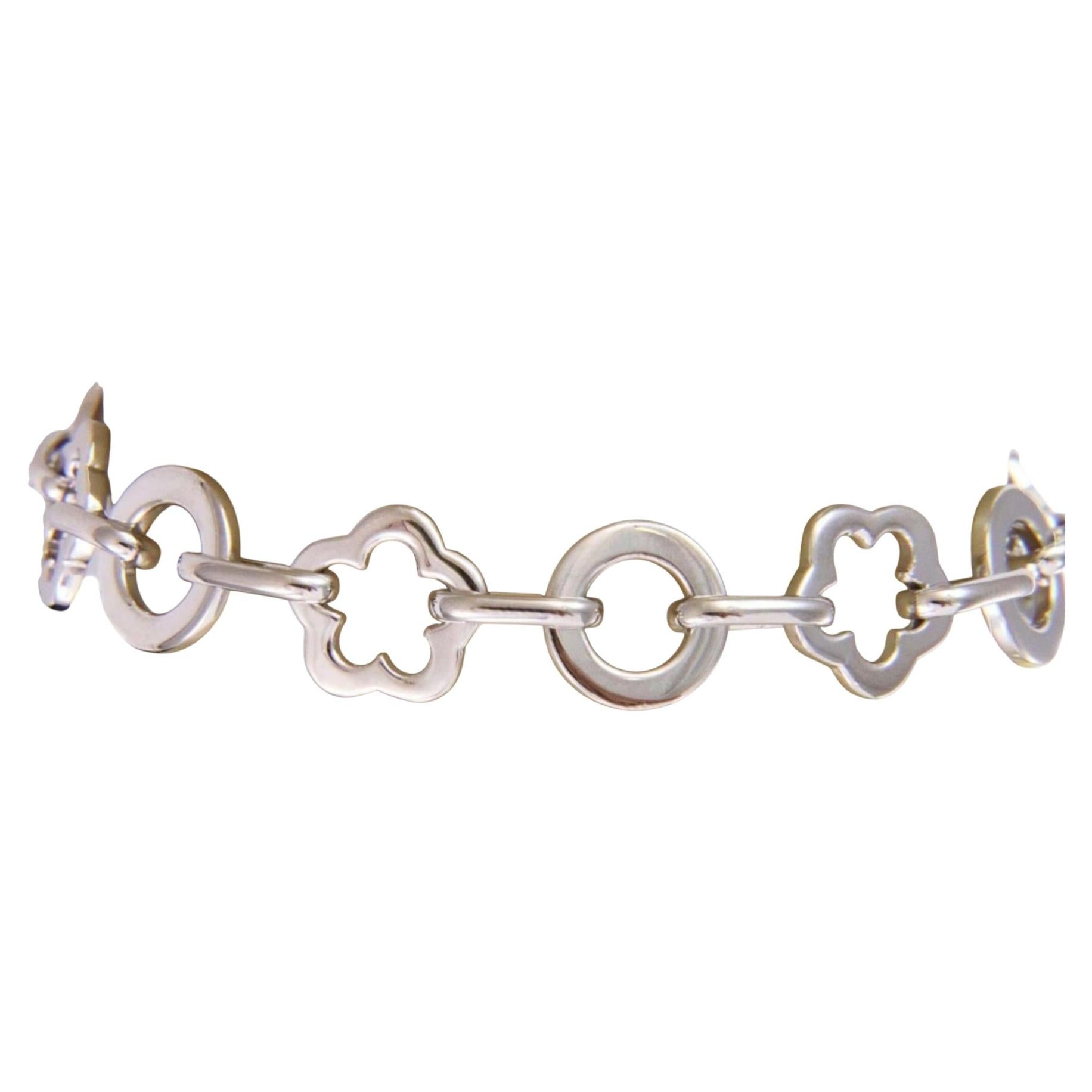 Chanel Kamelie 18k Weißgold floralen Kreis Charm Link-Armband
