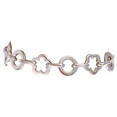 Chanel Camellia 18k White Gold Floral Circle Charm Link Bracelet