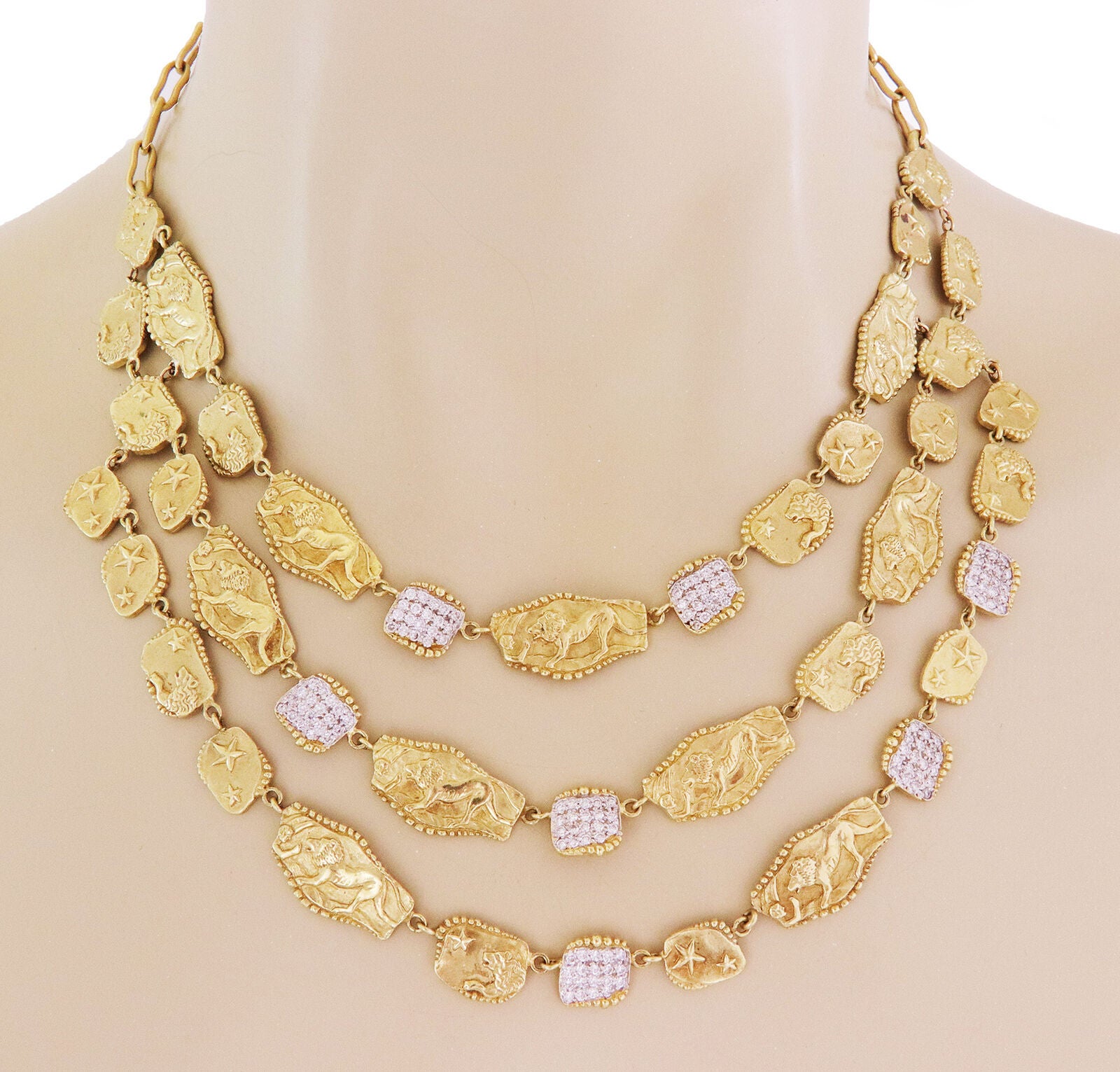 Seidengang Athena Diamante in oro 18k Collana a tre fili con stelle di leone