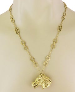 Salvador Dalí 18K Oro Caballo Ecuestre Colgante Herradura Link Collar
