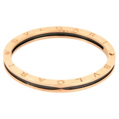 Bvlgari B.Zero1 Black Ceramic 18k Rose Gold Larger Size Bangle Bracelet