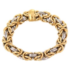 Rom Germany 18k Yellow Gold & Platinum Byzantine Link Bracelet