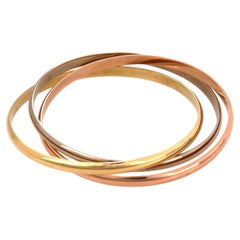 Cartier Trinity Classic 18k Tri-Color Gold Bangle Bracelet w/Paper Size GD