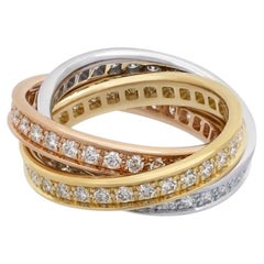 Cartier Trinity 18k Tri-Color Gold Diamond Ring w/Cert Size US 5.5 EU 52