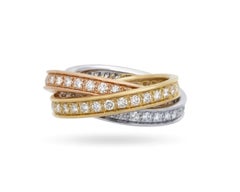 Cartier Trinity 18k Tri-Color Gold Diamond Ring w/Cert Size US 5.5 EU 52