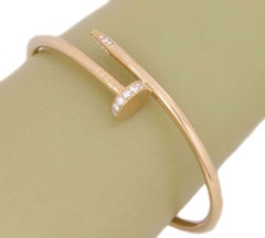 Bracelet manchette Cartier « Juste un Clou » en or rose 18 carats serti de diamants, avec certificat, taille 18