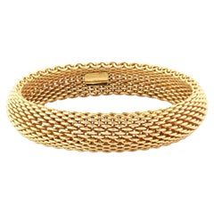 Tiffany & Co. Somerset 18k Yellow Gold 15mm Wide Mesh Flex Bracelet