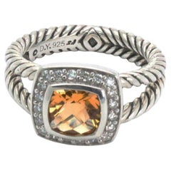 David Yurman „Petite Albion“ Ring aus Sterlingsilber mit Diamanten und Citrin, Ringgröße 6