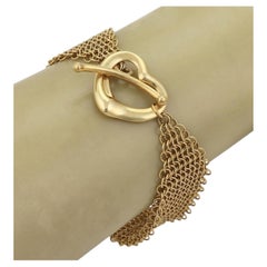 Tiffany & Co. Elsa Peretti 18k Yellow Gold Mesh Heart Toggle Clasp Bracelet 8"