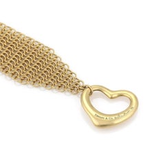 Tiffany & Co. Elsa Peretti 18k Yellow Gold Mesh Heart Toggle Clasp Bracelet 8"