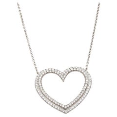 Tiffany & Co. Large Metro Diamond Platinum Heart Pendant Necklace w/Box 16"