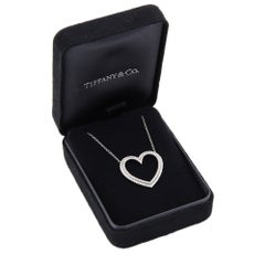 Tiffany & Co. Large Metro Diamond Platinum Heart Pendant Necklace w/Box 16"