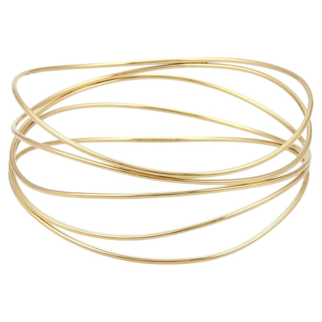 Tiffany & Co. Elsa Peretti Wire Wave 5-Row 18k Yellow Gold Bangle Bracelet