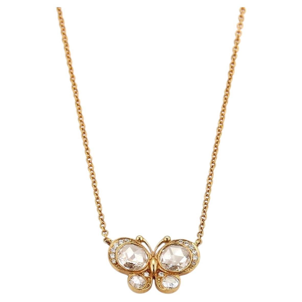 Tiffany & Co. Collar con colgante de mariposa de diamantes «Enchant» en oro rosa de 18k, 16"