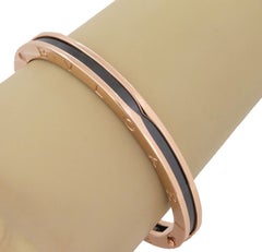 Bracciale a cerniera Bvlgari B.zero1 in ceramica nera e oro rosa 18k, 56 gr.