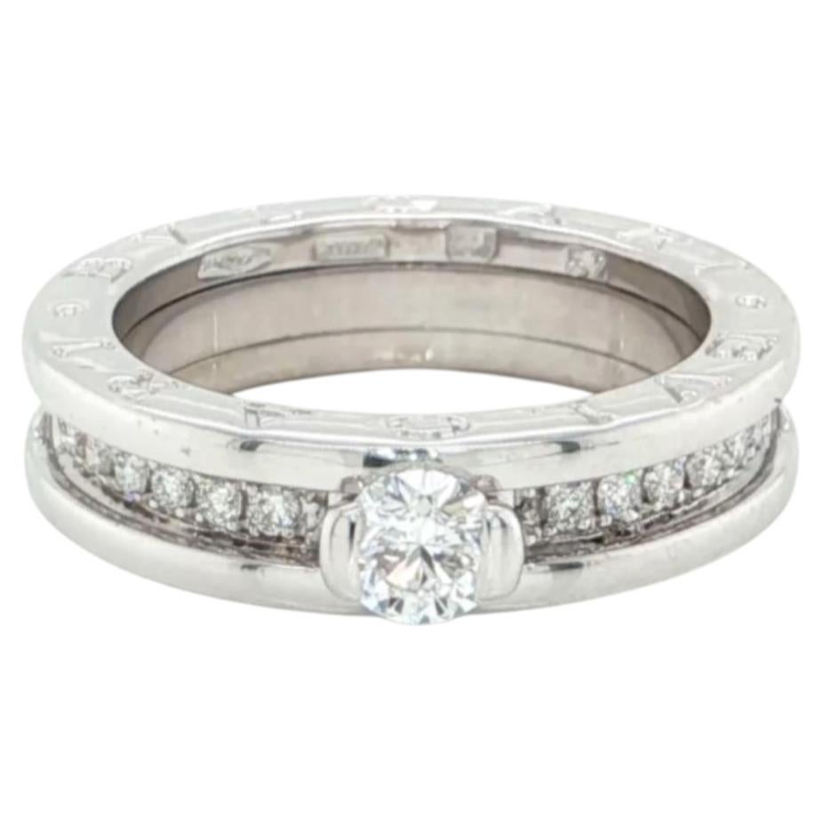 Bvlgari B.zero1 Diamond Solitaire 18k White Gold Ring w/Cert Size US 6 EU 52 For Sale