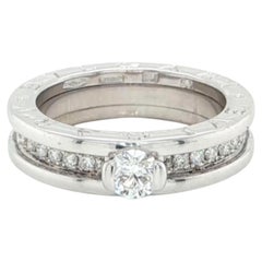 Bvlgari B.zero1 Diamond Solitaire 18k White Gold Ring w/Cert Size US 6 EU 52