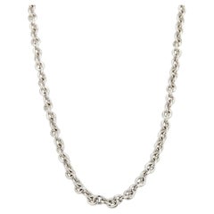 Bvlgari 18k White Gold Rolo Link Adjustable Chain Necklace 19"