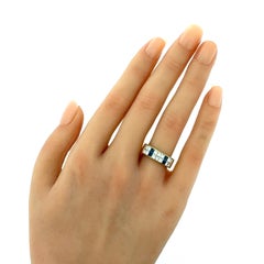 Tiffany & Co. Princess Cut Diamond Sapphire 18k Yellow Gold Ring w/Box Size 5