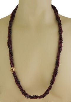 Tiffany & Co. Angela Cummings Garnet Bead 18k Yellow Gold Long Necklace 31"