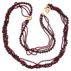 Tiffany & Co. Angela Cummings Garnet Bead 18k Yellow Gold Long Necklace 31"