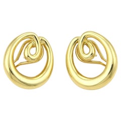 Tiffany & Co. Double Loop Open Oval 18k Yellow Gold Earrings