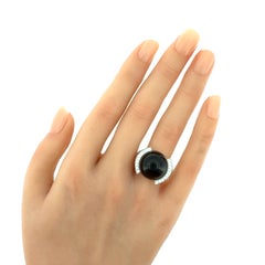 Cartier Smoky Quartz Diamond 18k White Gold Cocktail Ring w/Box Size US 6 EU 53