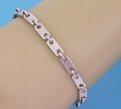 Cartier Fidelity Heart Key 18k White Gold Link Bracelet w/Papers 7"