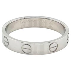 Cartier Mini LOVE 18k White Gold 3.6mm Band Ring Size US 6 EU 52