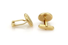 Bvlgari Signature Black Onyx 18k Yellow Gold Concave Circle Cufflinks