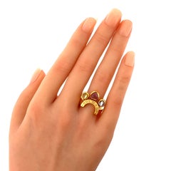 Bvlgari Allegra Multi Gem 18k Yellow Gold Ring Size 6