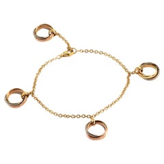 Cartier Trinity Rolling Rings 18k Tri-Color Gold Chain Bracelet w/Certificate