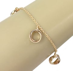 Cartier Trinity Rolling Rings 18k Tri-Color Gold Chain Bracelet w/Certificate
