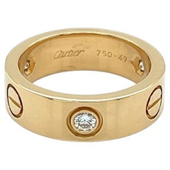 Anillo Cartier Love de 3 diamantes, de oro amarillo de 18k, con certificado. Talla: US 5, EU 49