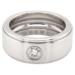 Cartier Diamond 18k White Gold Wide Wedding Band Ring Size EU 50 / US 5