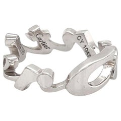 Cartier Signature Script 18k White Gold Band Ring Size US 5 EU 50