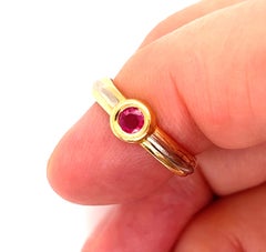 Cartier Trinity Ruby 18k Tri-Color Gold Ring w/Cert Size US 4 EU 47