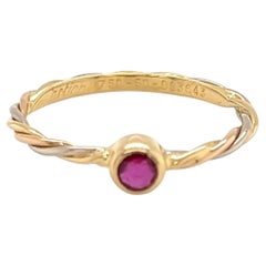 Cartier Trinity Ruby Twisted Wire Band Ring 18k Tri-Color Gold Size US 5 EU 50