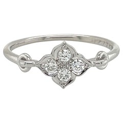 Bague Cartier Hindu en or blanc 18 carats et diamants, motif floral, avec certificat. Taille : US 5, EU 50