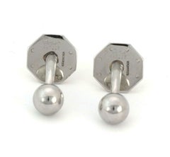 Cartier Santos 18k Gold Steel Octagonal Screw Motif Ball Stud Cufflinks