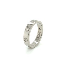 Cartier Love Mini Diamond 18k White Gold Band Ring w/Cert Size US 5 EU 50