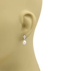 Tiffany & Co. Fleur Diamond Keshi Pearl Platinum Dangle Earrings
