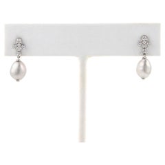 Tiffany & Co. Fleur Diamond Keshi Pearl Platinum Dangle Earrings