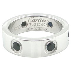 Cartier LOVE Blue Sapphire Limited Edition 18k White Gold Ring w/Cert Size 4.5