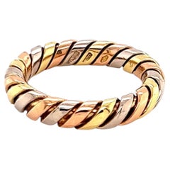 Bvlgari Tubogas Tri-Color 18k Gold Band Ring Size 6.5