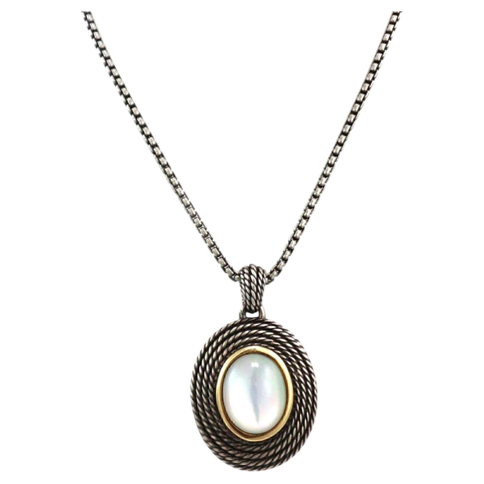 David Yurman Halskette mit Anhänger aus Perlmutt, Sterlingsilber und 14-karätigem Gold, 16"