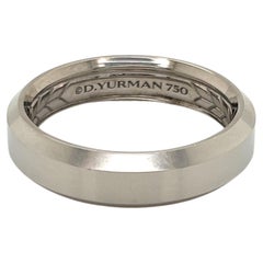David Yurman Men's 18k White Gold 5.5mm Beveled Wedding Band Ring Size 9.5